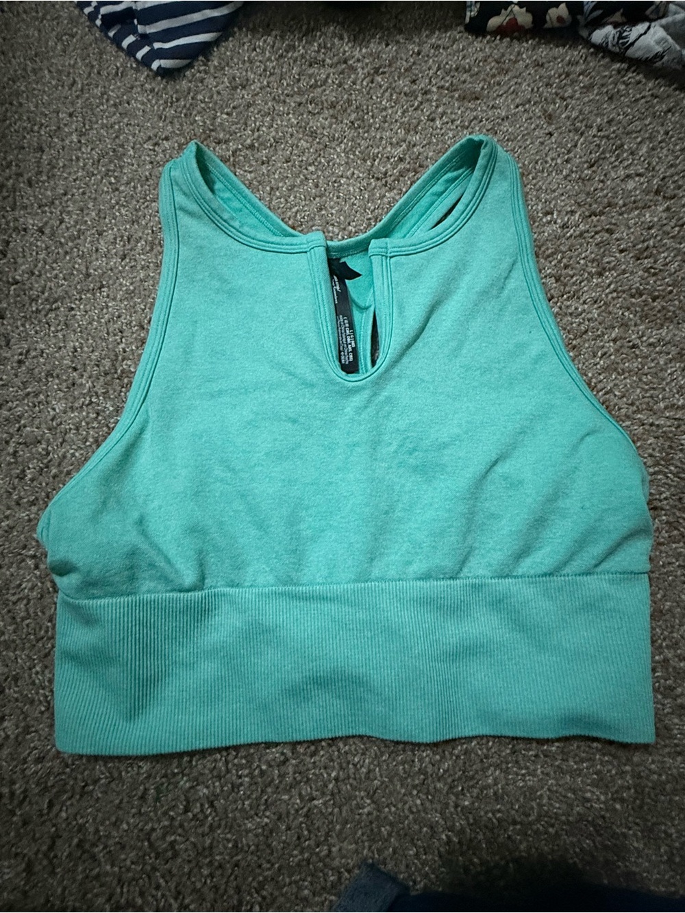Pink Active Green Crop Tank Sports Bra